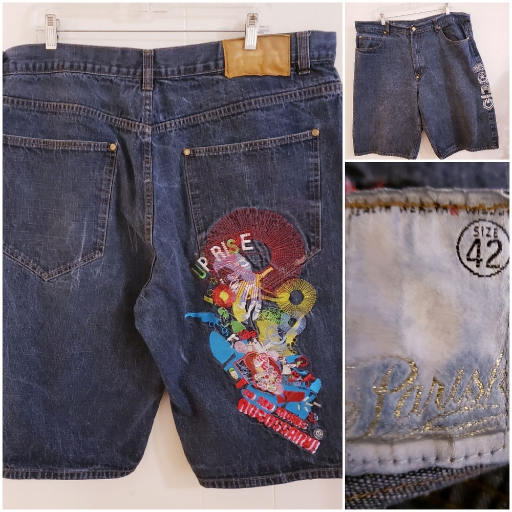 Vintage Parish Men Denim Shorts Size 42 Patriot Skateboard Stonewash Medium Wash